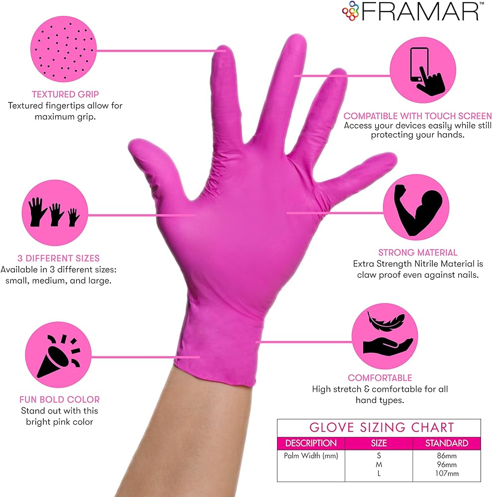 Pink Cleaning Gloves Nitrile - Pack of 20