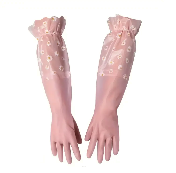 Pink Gloves with Flowers